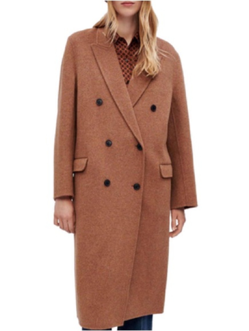 Galarita Double Breasted Wool Blend Coat In Brown Size 36